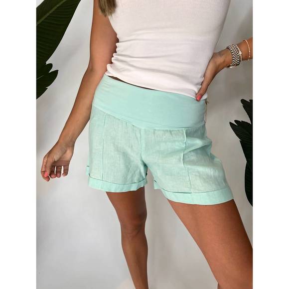 NEW FRESH LAUNDRY foldover linen short in mint - Picture 3 of 3